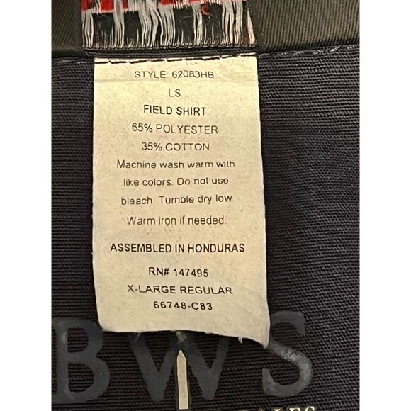 Tactical Field Shirt Rip-StopMens Blue XL PolyCotton Long Sleeve Button Front - Picture 7 of 15